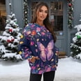 thumbnail image 2 of SCRAWLGOD Floral Butterfly Print Women's Sweatshirts with Pockets Long Sleeve Crewneck Drop Shoulder Sweatshirt Cozy Fall Winter Casual Clothes Oversized Soft Tops, 3XL, 2 of 7