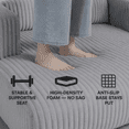 thumbnail image 6 of Miniyam Oversized Corduroy Chaise Lounge Sofa, Deep Seat Plush Couch with Pillows, Upholstered Floor Sofa, No Assembly for Living Room Bedroom, Gray, 6 of 7