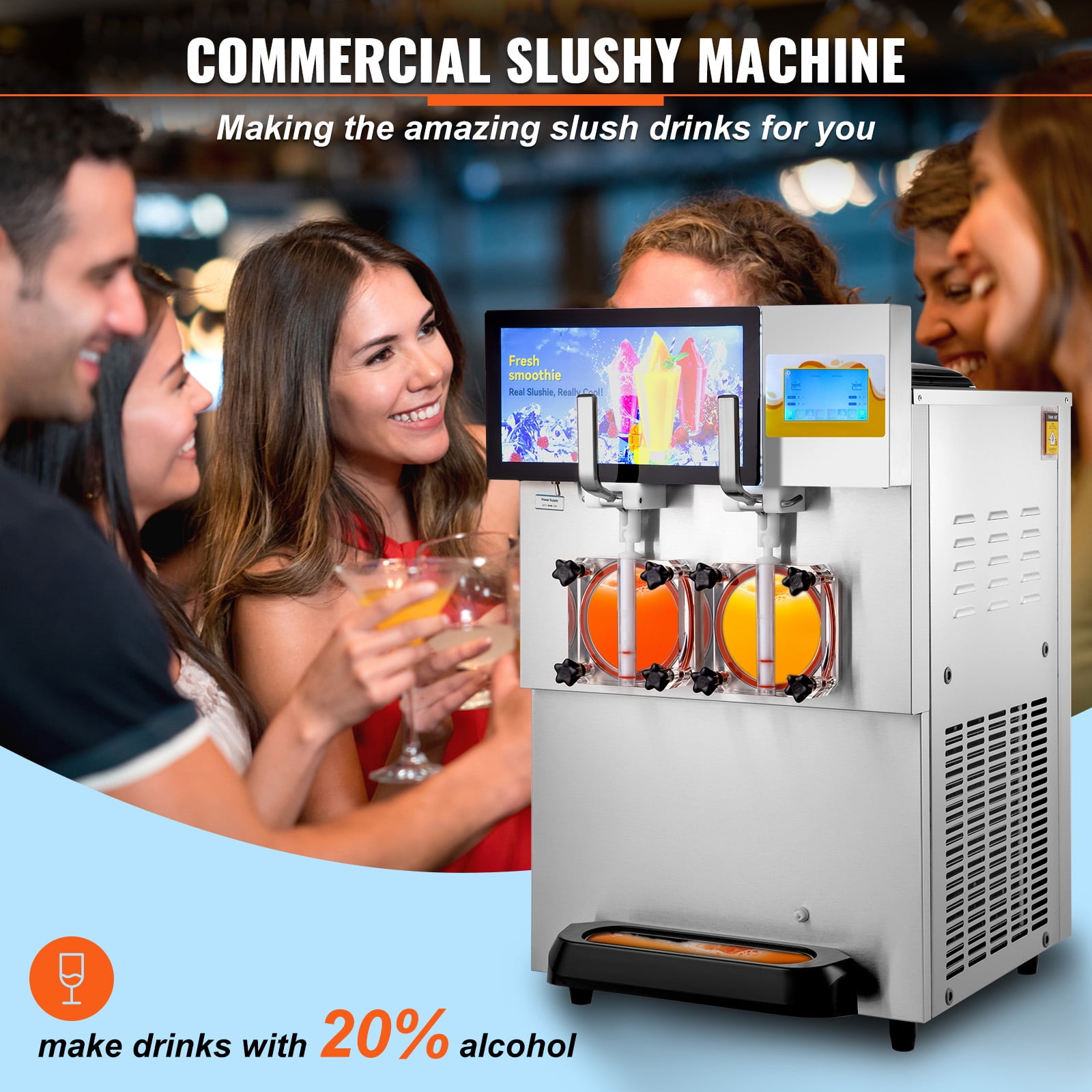 BENTISM Commercial Slushy Machine, 6L 705W 110V Stainless Steel Margarita  Smoothie Frozen Drink Maker, Slushie Machine 