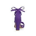 thumbnail image 2 of BLISSFUL STEP Women's Sandals High Block Heels Solid Color Lace up Sandals Purple 9, 2 of 6