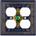 thumbnail image 3 of Metal Light Switch Plate Cover Elegant Blue Yellow Damask Frame FRA046, 3 of 13