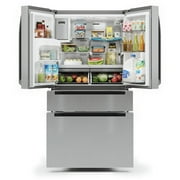 Midea 21.6-Cu. Ft. Cabinet Depth 4-Door French Door Refrigerator, Stainless Steel