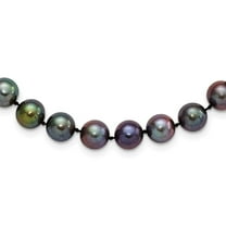 Primal Silver Sterling Silver Rhodium-plated 9-10mm Black Freshwater Cultured Pearl Necklace