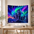 thumbnail image 5 of Pack of Wolves on Rocky Outcrop Under Aurora Mountains, Majestic Fantasy for Wolf Lovers, Wildlife Wall Art, Housewarming Gift, Tapestry Wall Hanging for Bedroom and Dorm, 5 of 7