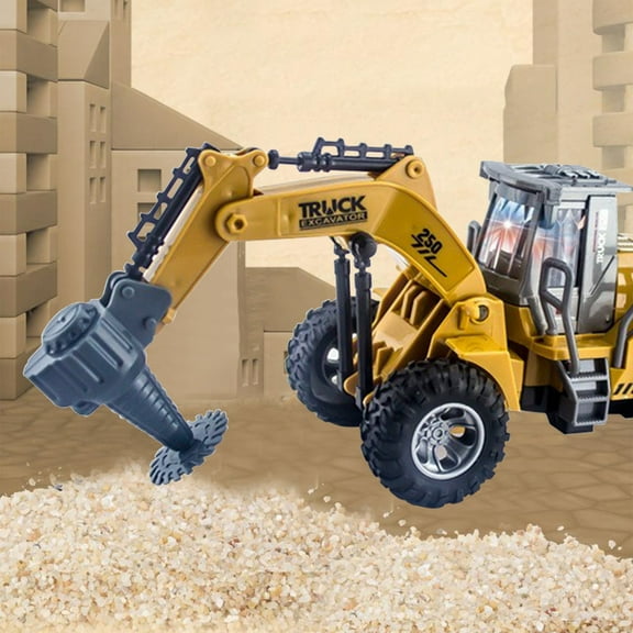 Remote Control Excavator Toy 4-Channel Construction Vehicle | Realistic 360° Rotation | Lights | Durable ABS Plastic | Full-Function Digging | Yellow | 26x9x10cm | 1 Piece