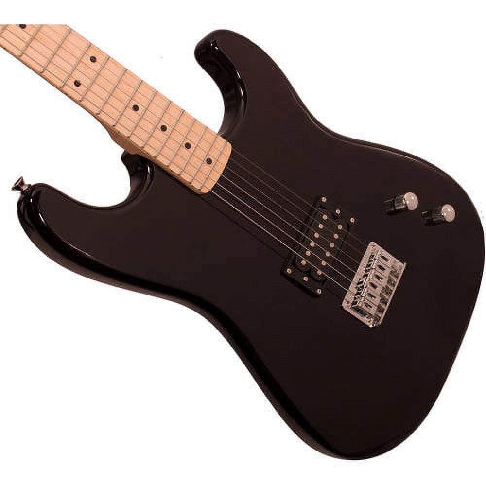 Rise by Sawtooth Right-Handed Transparent Black Full Size Beginner's Electric Guitar with Amp, Picks, Cable, Strap, Pitch Pipe, Gig Bag Soft Case & Free Online Lesson