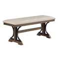 thumbnail image 1 of Beige Linen Brown Oak MDF Wood Dining Bench with Nailhead Trim, 1 of 2