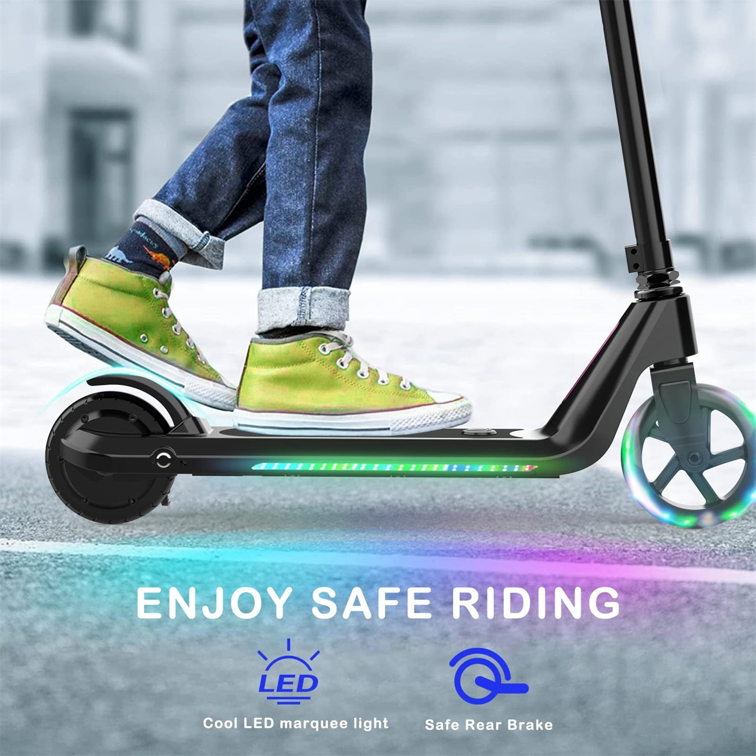 CIPACHO 34" Electric Kick Scooter for Kids Ages 6-14, Includes New Cruise Mode, 4 Adjustable Height Suitable for Boys and Girls, Black CIPACHO 34" Electric Kick Scooter for Kids Ages 6-14, Includes New Cruise Mode, 4 Adjustable Height Suitable for Boys and Girls, Black