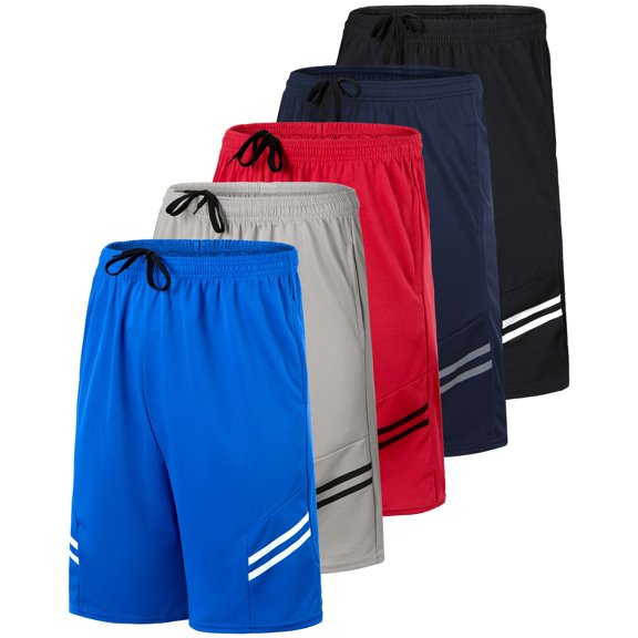 5 Pack Boys' Mesh Athletic Shorts Basketball Kids Soccer Sports Pockets