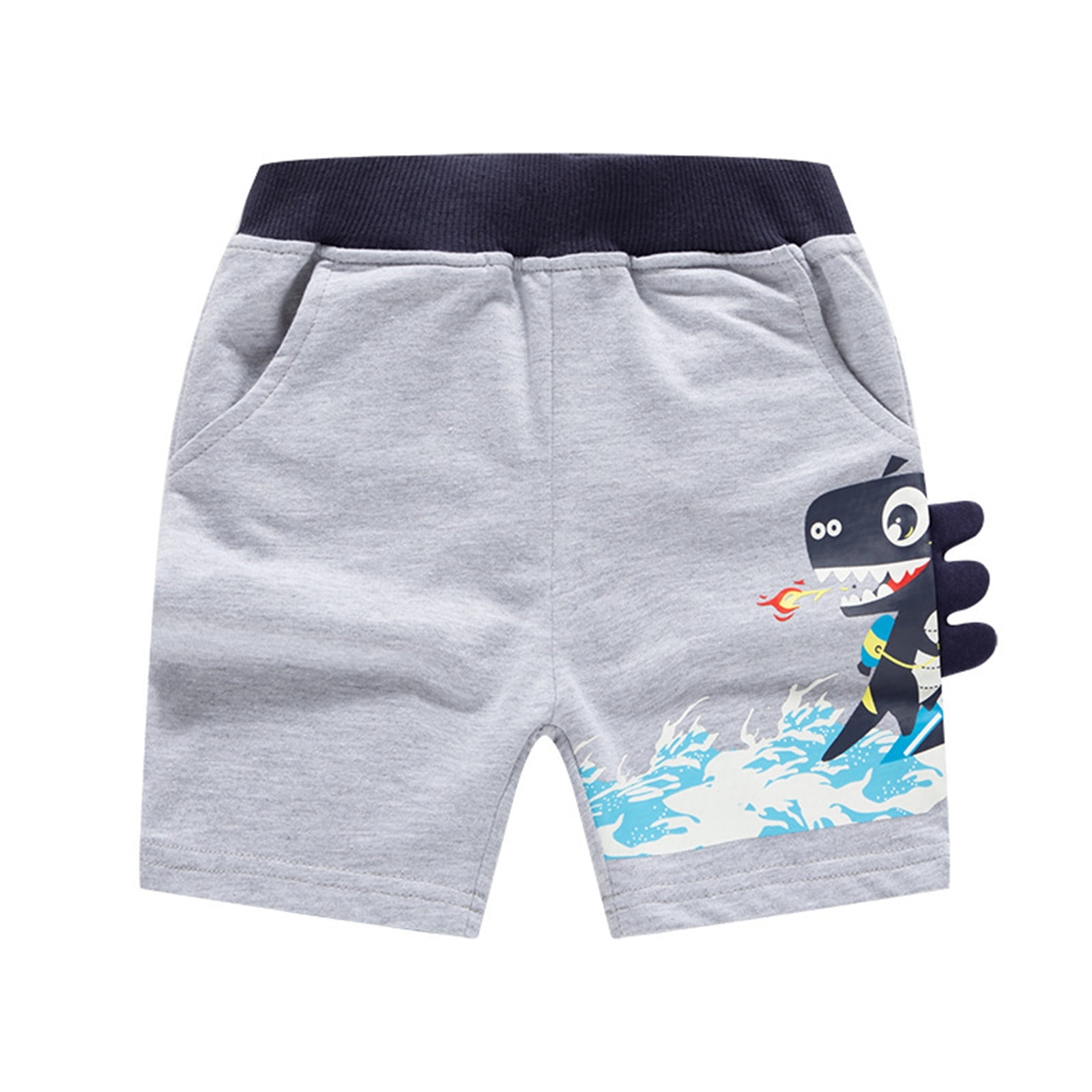 Big Kid Boys Shorts Cheer Boy Shorts Toddler Kids Baby Boys Boys Jogger Shorts Summer Cotton Casual Cartoon Dinosaur Embroider Kid Clothing Grey 5 6
