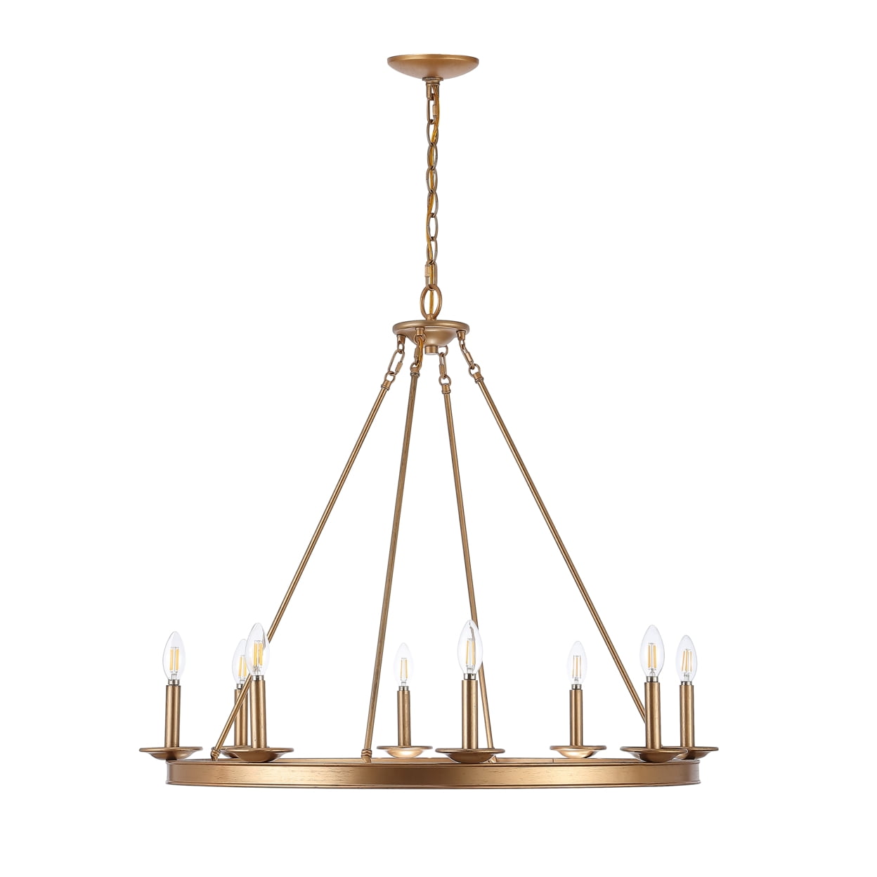 SAFAVIEH Fauna 8 Light Industrial Adjustable Chandelier, Gold Painted