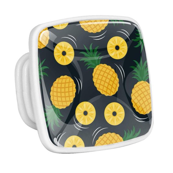 4PCS Square Cabinet Fluorescence Knob Glowing in the Dark Furniture Drawer Pulls Handle with Screws Pineapple