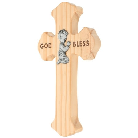 WHAMVOX Wooden Cross Wall Decor with Light Yellow Finish for Home Decor Creative Appearance 6.3x4.7 Inches