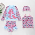 thumbnail image 2 of Girls' Swimsuit Scale Printed Long Sleeved Sun Protective Four Pieces Swimsuit with Hat Girls Swimwear Set for Kids Summer, 2 of 4