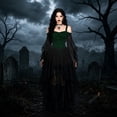 thumbnail image 2 of Halloween Butterfly Sleeve Mesh Gothic Dress For Women Off Shoulder Witch Dress 2026 Gothic Vampire Renaissance Steampunk Medieval, 2 of 5