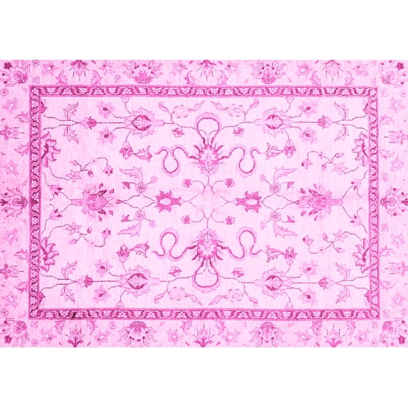 Ahgly Company Indoor Rectangle Oriental Pink Traditional Area Rugs, 5' x 8'