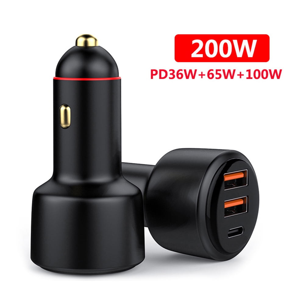 200W Dual USB+TypeC Car Charger Super Fast Charging Car Charger 1224V