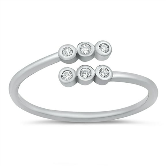 White Cubic Zirconia Open Wrap Ring .925 Sterling Silver Band Jewelry Female Male Unisex Size 9