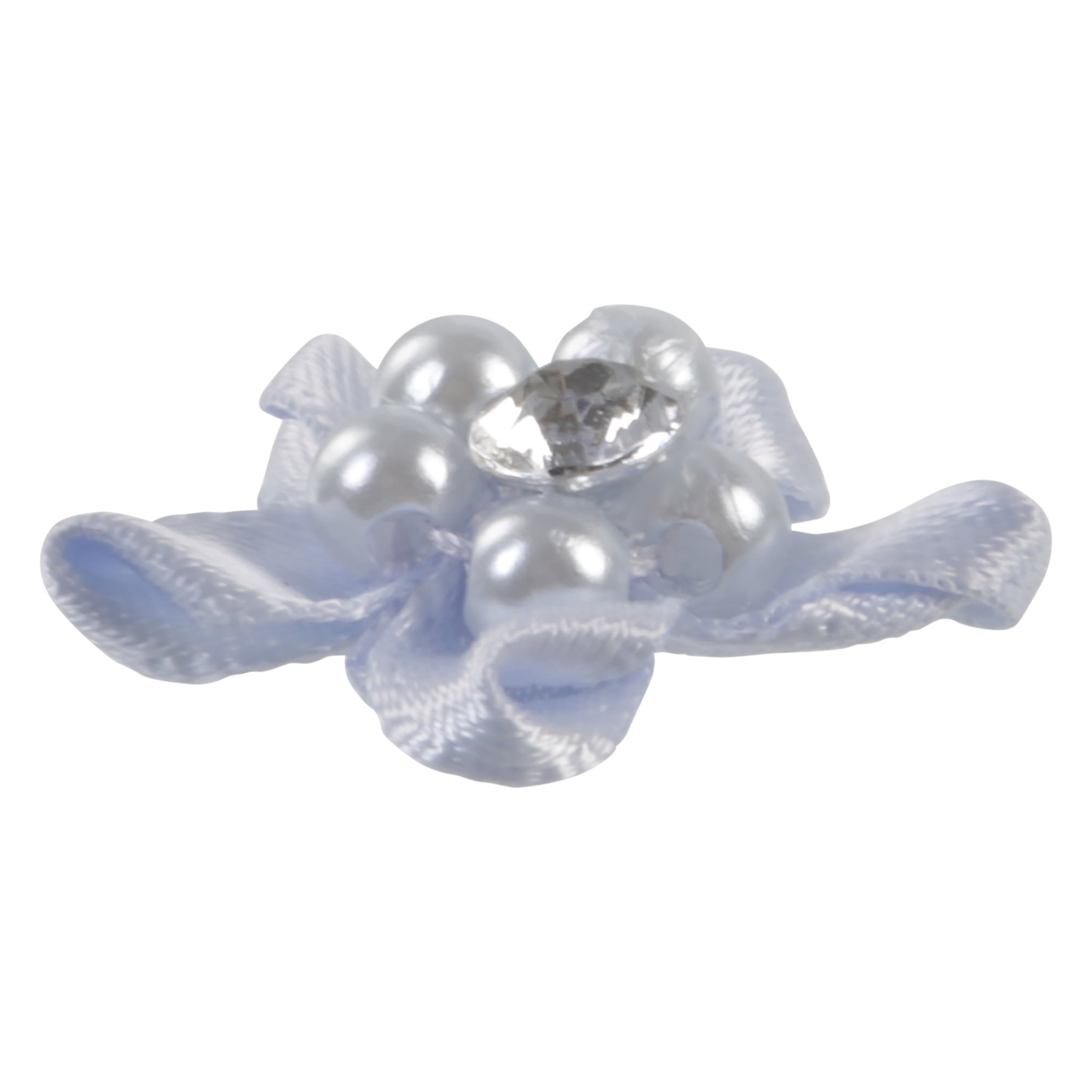 Offray Accessories, Blue Gray 3/4 inch Value Pack 5 Petal Gem Flower Accessory for Wedding, Hair Clips, and Scrapbooking, 10 count, 1 Package