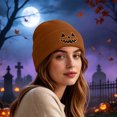 thumbnail image 5 of PureCasa Beanies Hat for Women Halloween Pumpkin Embroidered Knitted Beanie Hat Winter Thick Warm Soft Cute Hat for Halloween, 5 of 7