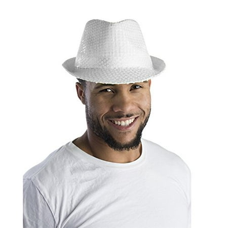 White Sequined Fedora Hat