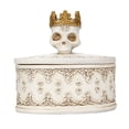 thumbnail image 3 of Joyero con forma de corona, calavera, pendientes, anillos, collares, organizador con tapa Blanco, 3 of 9