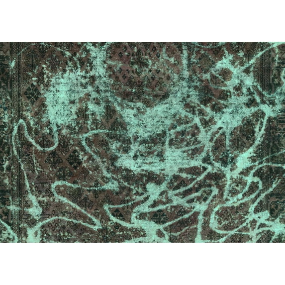 Ahgly Company Machine Washable Indoor Rectangle Abstract Turquoise Blue Modern Area Rugs, 4' x 6'