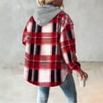 thumbnail image 5 of Sokhug Jackets for Women with Hood Casual Loose Button Down Buffalo Plaid Flannel Shirts Fall Winter Fashion Shacket Coats, 5 of 6