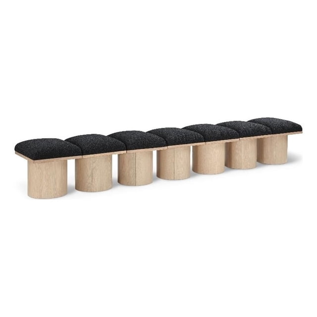 Meridian Furniture Pavilion Black Boucle Fabric Bench
