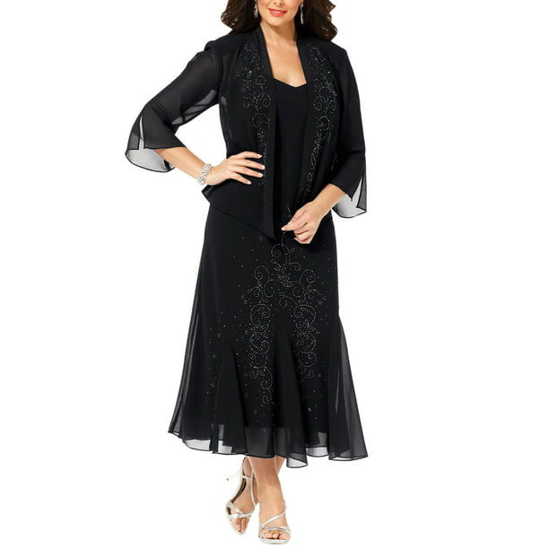 R&M Richards Women's Plus Size Beaded Jacket Dress - Mother of the