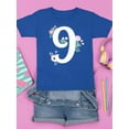thumbnail image 3 of Number 9 With Flowers T-Shirt Juniors -Image by Shutterstock,  Small, 3 of 4