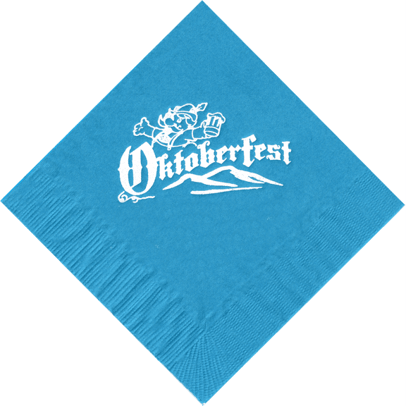 25 Turquoise Oktoberfest Beverage Paper Cocktail Napkins with a White Color Oktoberfest Brewmeister Logo