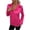 Hot Pink, variant on ICHUANYI Womens Solid Button Shirts Long Sleeve Lapel High Level Blouses V Neck Casual Loose Tops
