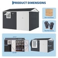 thumbnail image 2 of Garvee 10 x 8 FT Outdoor Storage Shed with Pushable Window, LED Light & Pegboard, Metal Garden Shed with Sloped Roof, Air Vent & Lockable Doors, Black, 2 of 8