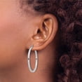 thumbnail image 3 of Sterling Silver Rhodium-Plated 2X35mm Square Tube Hoop Earrings (38 X 36) Made In Mexico qe4649, 3 of 5