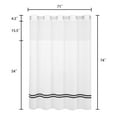 thumbnail image 5 of White Shower Curtain with Snap-in Liner, Farmhouse Satin Black Stripe, Sheer Window -71 x 74 inch, 5 of 7
