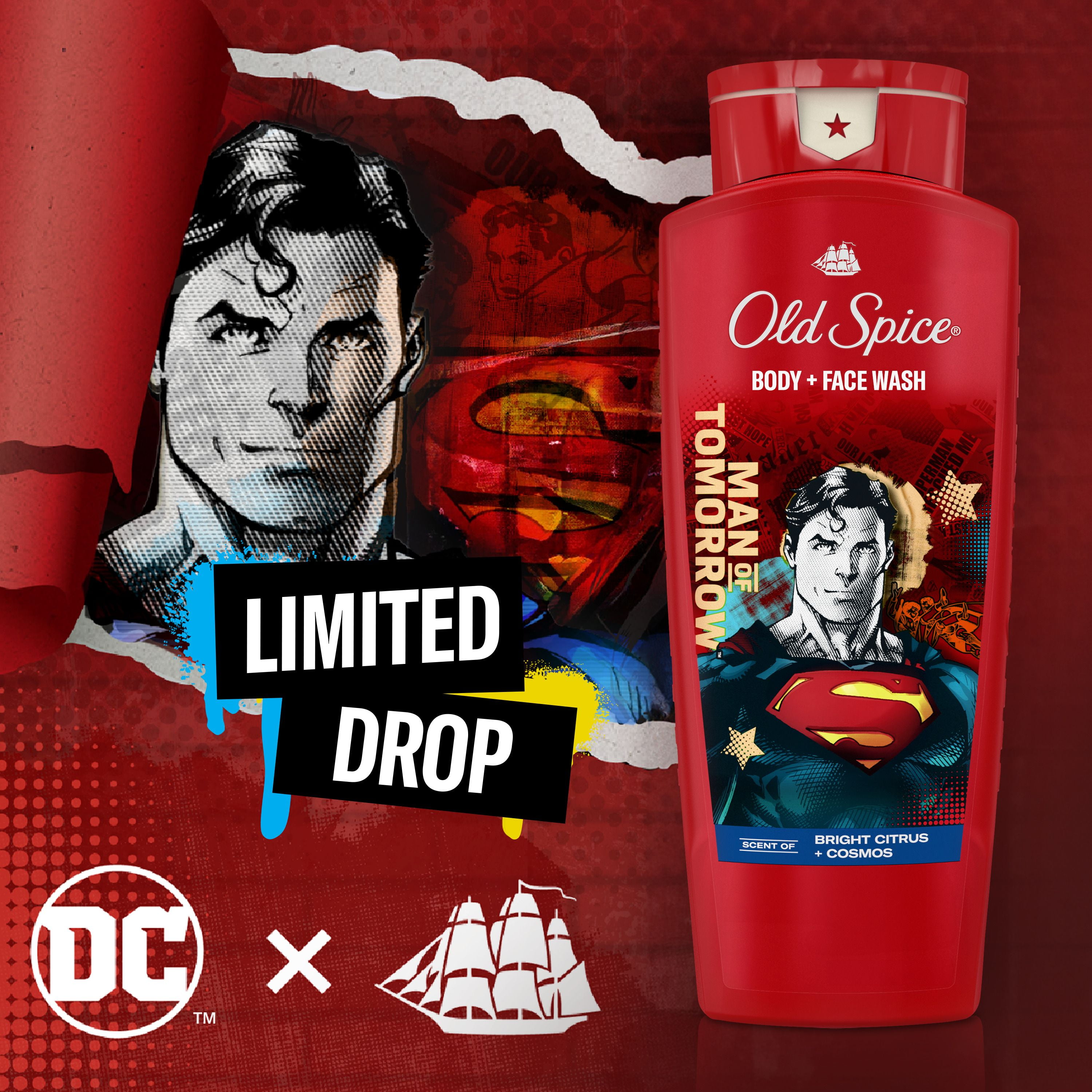 Old Spice Cleansing Body Wash for Men, 24/7 Shower Fresh with Lasting Scent, 2 in 1 Body and Face Wash, Rich Lather, Superman, Bright Citrus and Cosmos Scent