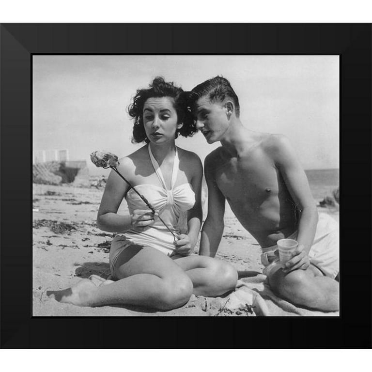 Hollywood Photo Archive 17x15 Black Modern Framed Museum Art Print Titled -  Elizabeth Taylor with Scotty Beckett 