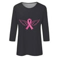 thumbnail image 4 of Jsaierl Hauts Graphiques Ruban Rose pour Femmes T-Shirts Cancer du Sein Manches 3/4 Col Rond Pull Lutte contre le Cancer Blouses d'Octobre, 4 of 5