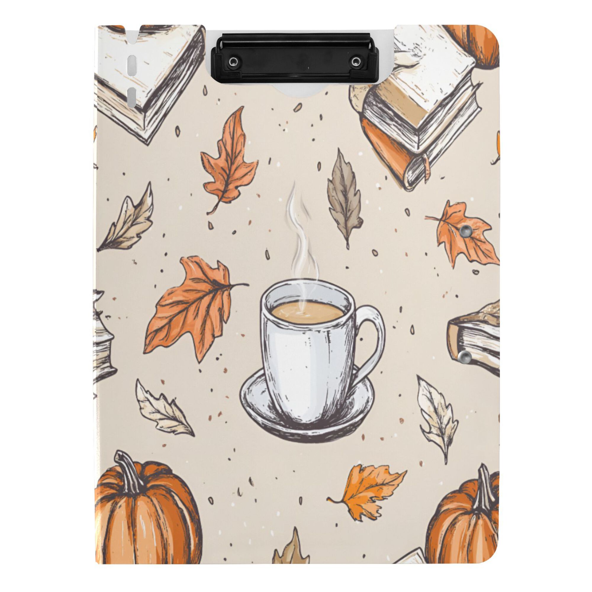 FORMRS A4 Clipboard Folder with Pen Holder Horizontal Foldable School Office Binder, Fall Coffee