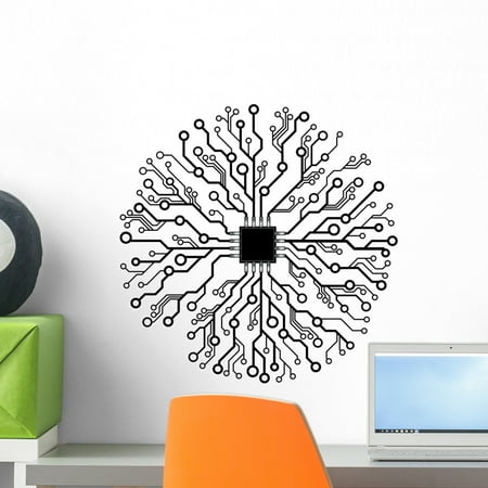 vector circuit board abstract wall decal sticker, wallmonkeys peel