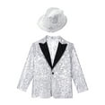 thumbnail image 3 of Hansber Kids Boys Lapel Tuxedos Blazer Coat Celebration Party Formal Suit Shinny Sequin Long Sleeve Silver 10, 3 of 6