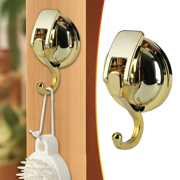 Wreath Hangers for Front Door, Strong Suction Cup Wreath Hooks, Heavy Duty 22 lb Suction Cup Hooks, Removable & Reusable Suction Cup Wreath Hanger for All Scenes, 1 Pcs Gold