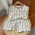 thumbnail image 2 of HVOBTTY Toddler Kid's Summer Casual Fashion Comfy Print Crew Neck Sleeveless Tank Top and Shorts Sleepwear 2 Piece Outfit Suits Brown,1-2 Years, 2 of 4