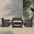 thumbnail image 2 of Afuera Living 4-Piece Outdoor Patio Conversation Set with Cushions in Beige, 2 of 11