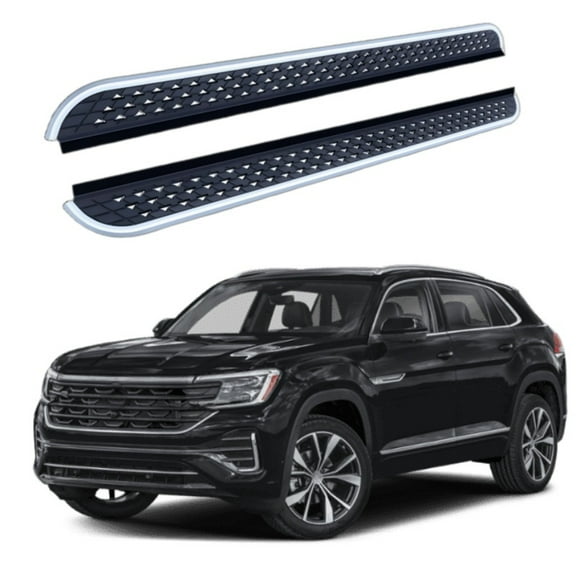 2Pcs Aluminum Running Boards Fixed Nerf Bars Side Steps with Brackets Compatible with VW Atlas Teramont 2018-2024(LB)