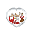thumbnail image 1 of Wales National symbol Landmark Pattern Heart Mirror Travel Magnification Portable Handheld Pocket Makeup, 1 of 3