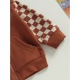 thumbnail image 6 of Wassery Toddler Boys 2Pcs Fall Clothes Long Sleeve Checkerboard Zipper-Up Hooded Sweatshirt Elastic Waist Sweatpants Sets 6M 12M 2T 3T Infant Baby Boys Pants Set, 6 of 8