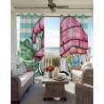 thumbnail image 6 of Pink Gnomes Summer Blackout Curtains for Bedroom Living Room Darkening Curtains 84 Inch Length 2 Panels Set Tropical Leaves Aqua Stripes Window Curtain Window Treatment Grommet Drapes 52"x84", 6 of 9