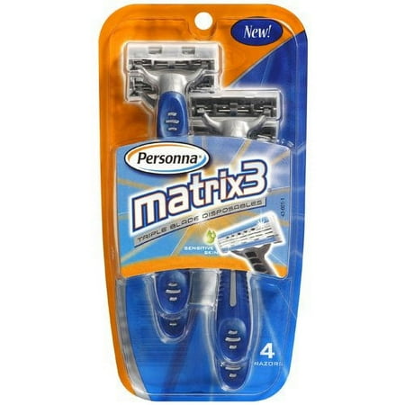 Personna Matrix3 Triple Blade Disposables, 4 Pack